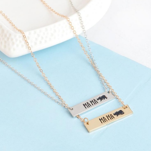 Mama Bear Gold Bar Necklace - Picture 4 of 5